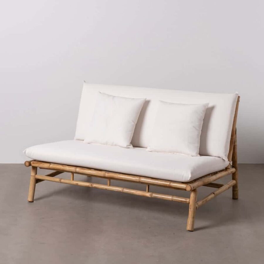 Canapé 2 Places Bambou Naturel Coussins Polyester Ixia 135cm