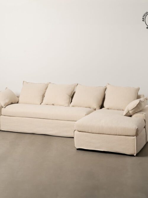 Chaise Crème Tissu-Bois Ixia