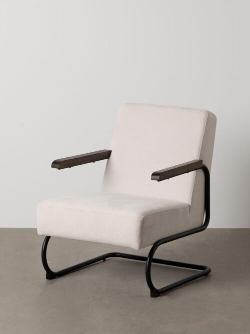 Fauteuil Beige Métal-Tissu Ixia