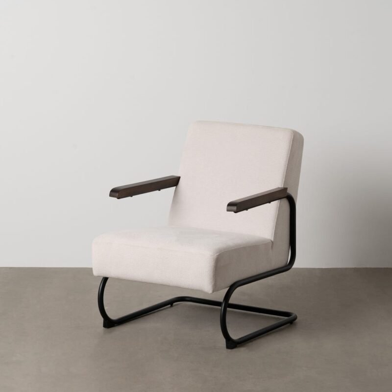 Fauteuil Beige Métal-Tissu Ixia