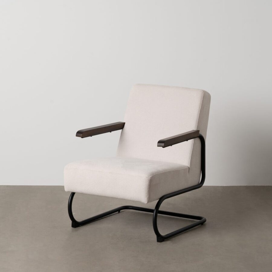Fauteuil Beige Métal-Tissu Ixia