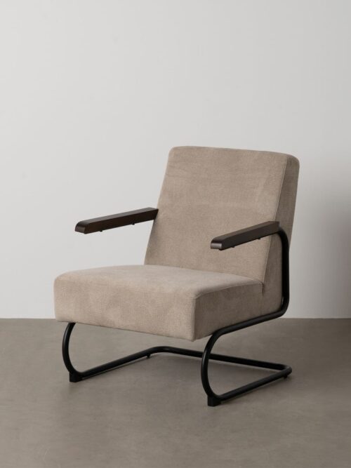 Fauteuil Taupe Métal-Tissu Ixia