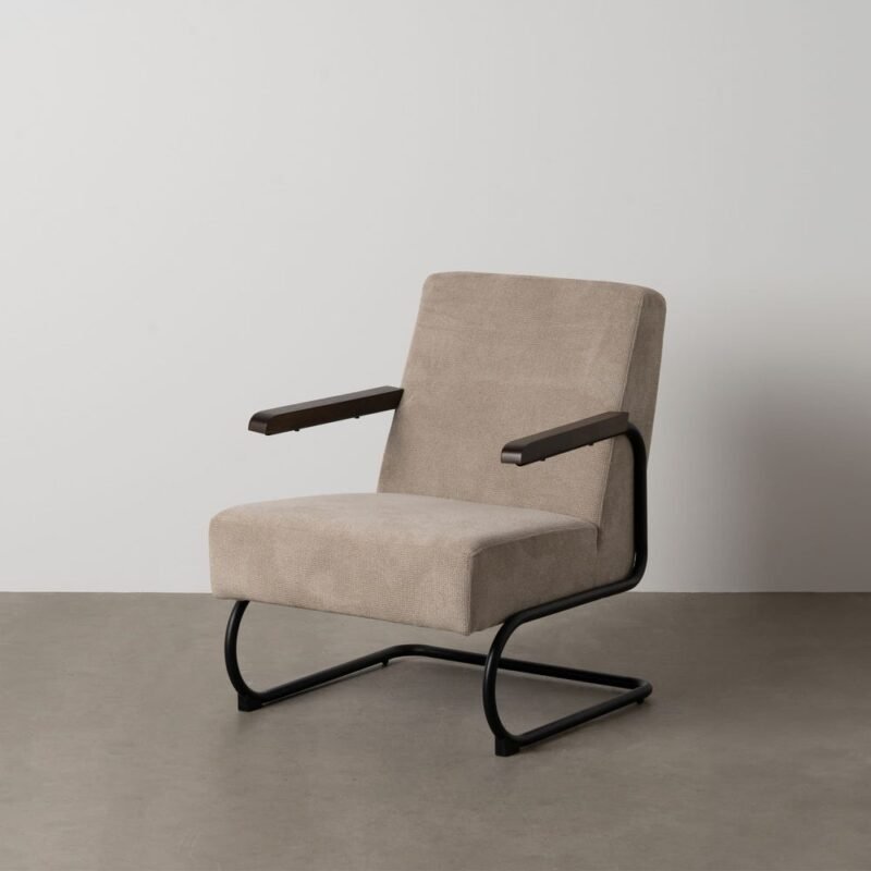 Fauteuil Taupe Métal-Tissu Ixia