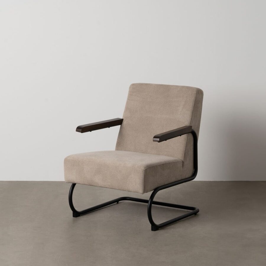 Fauteuil Taupe Métal-Tissu Ixia