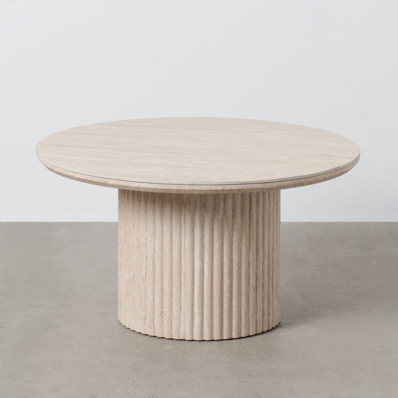 Table Basse Beige Pierre Cannelées Ixia 70cm