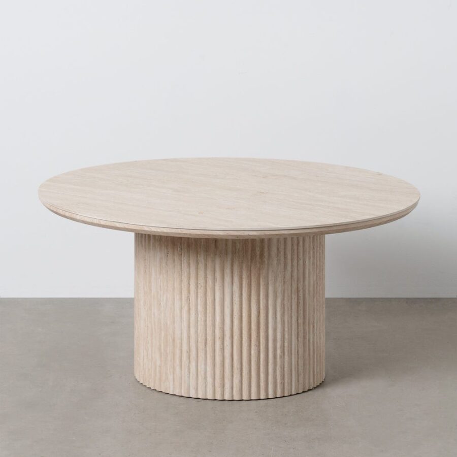 Table Basse Beige Pierre Cannelées Ixia 90cm