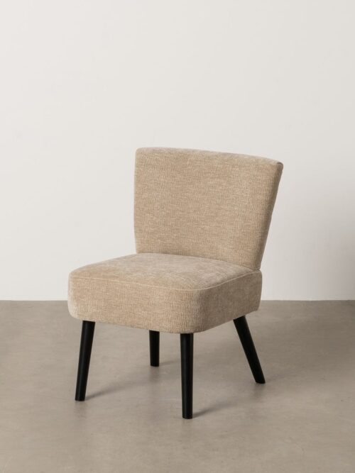 Fauteuil Beige Tissu-Bois Ixia 55 cm
