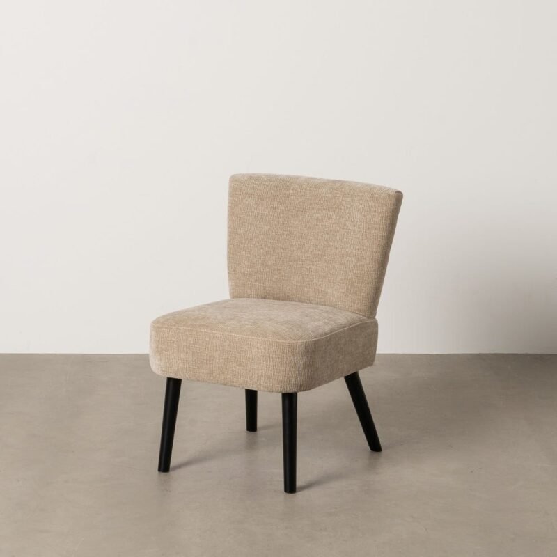 Fauteuil Beige Tissu-Bois Ixia 55 cm