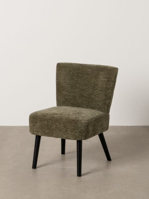 Fauteuil Vert Tissu-Bois Ixia 55 cm