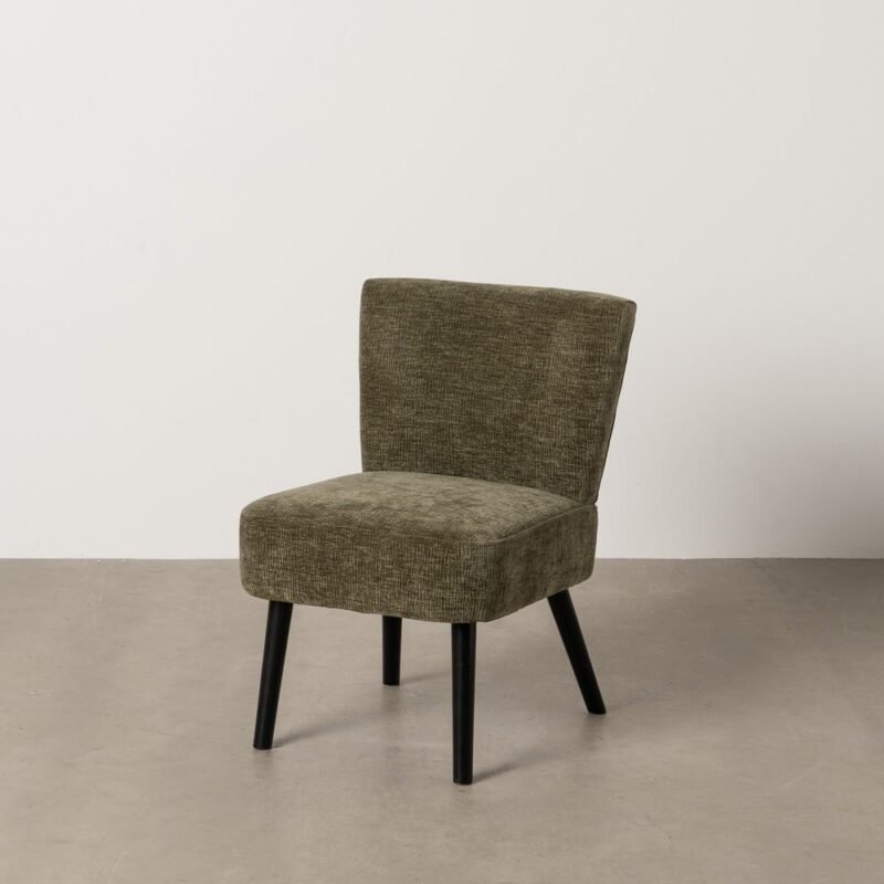 Fauteuil Vert Tissu-Bois Ixia 55 cm
