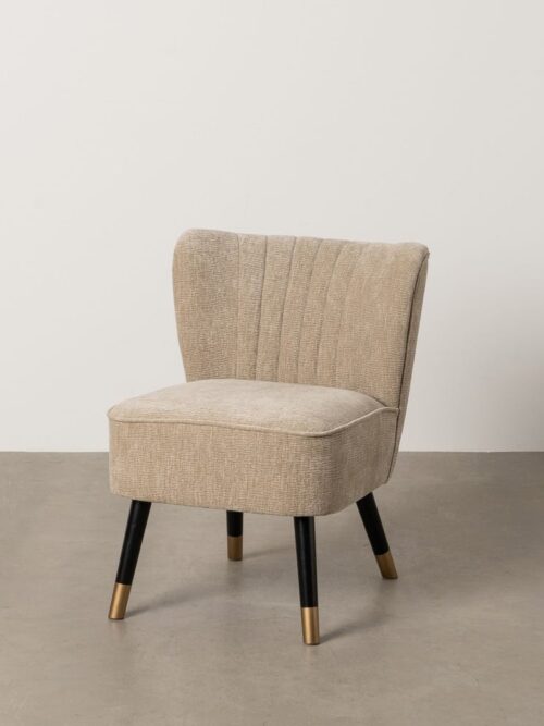 Fauteuil Beige Tissu-Bois Ixia 58 cm