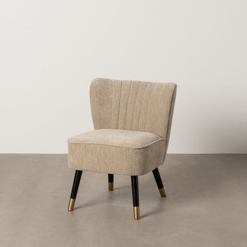 Fauteuil Beige Tissu-Bois Ixia 58 cm