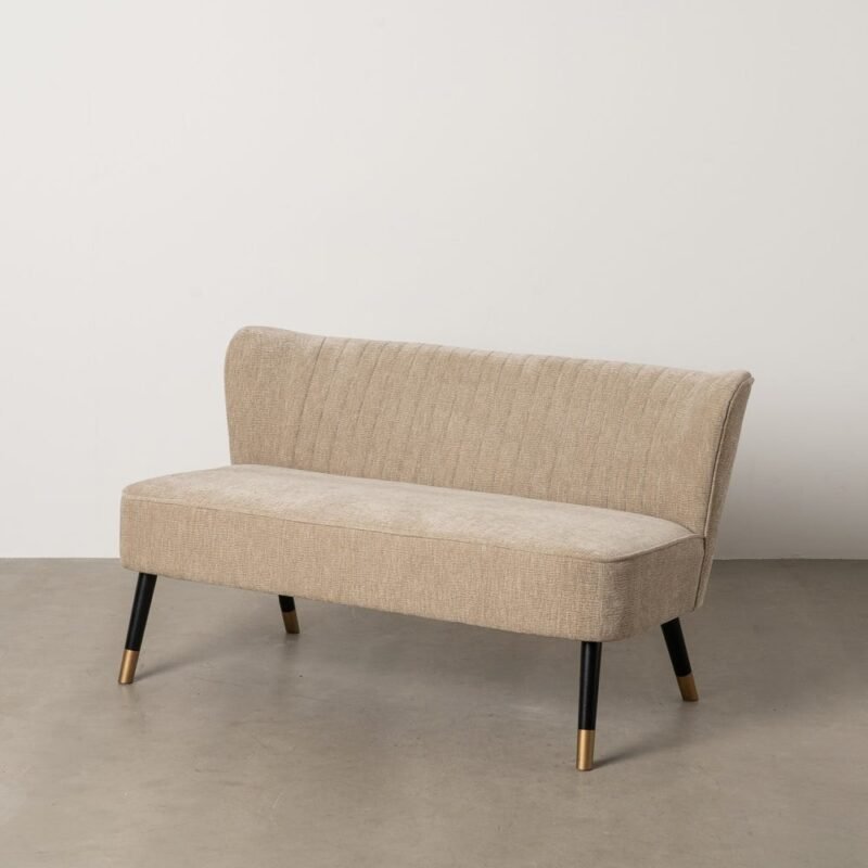 Canapé Beige Tissu-Bois Ixia 134 cm