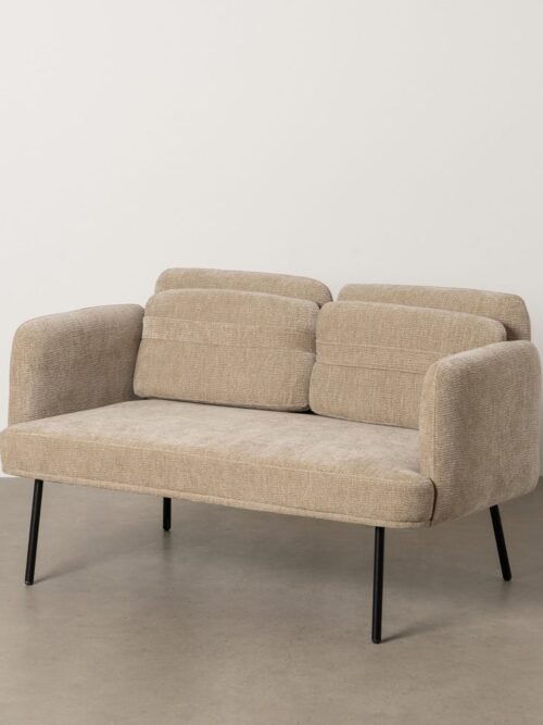 Canapé Beige Tissu-Bois Ixia 127 cm