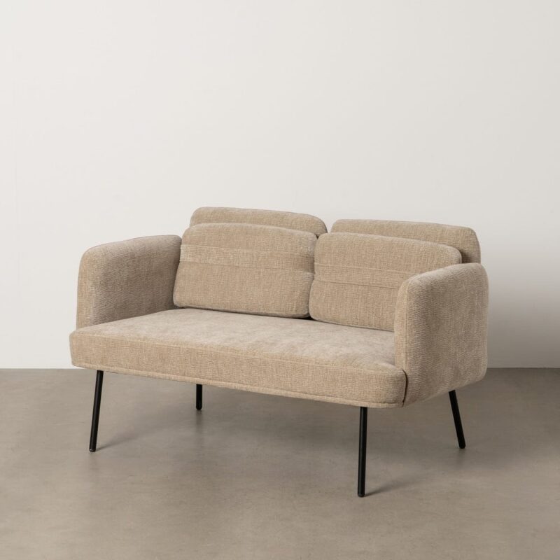 Canapé Beige Tissu-Bois Ixia 127 cm