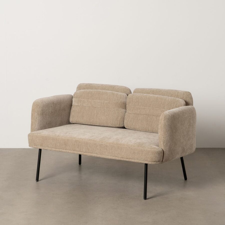 Canapé Beige Tissu-Bois Ixia 127 cm