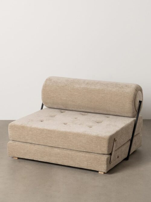Canapé Beige Tissu-Bois Ixia 89 cm