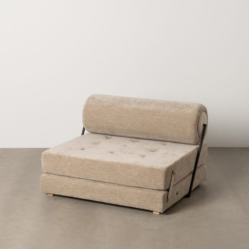 Canapé Beige Tissu-Bois Ixia 89 cm
