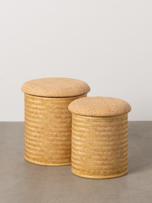 Pouf De Rangement Rotin Naturel Ixia 40cm