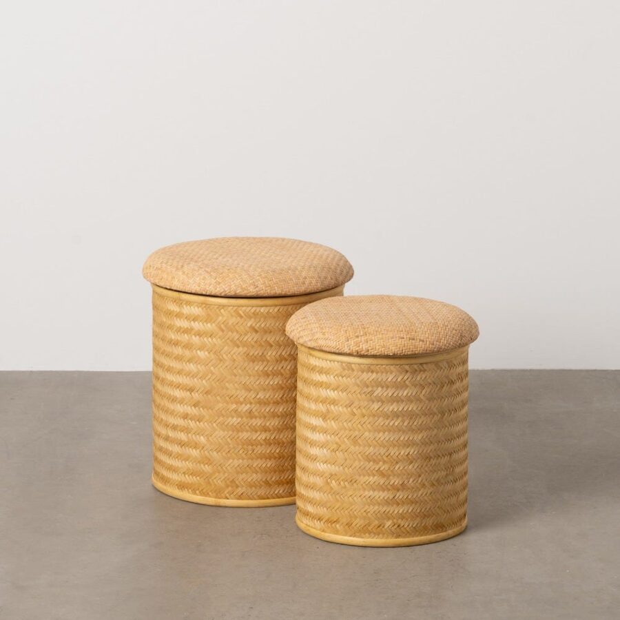 Pouf De Rangement Rotin Naturel Ixia 40cm