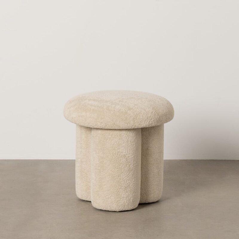 Pouf Beige Bouclette Ixia 41 cm