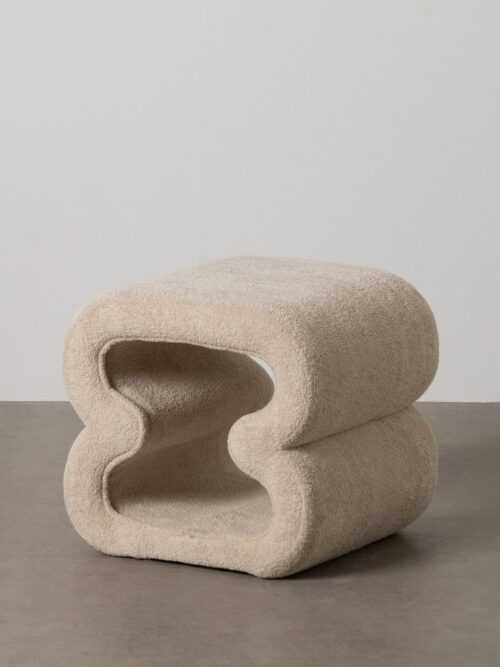 Pouf Beige Étoffe Ixia 45 cm
