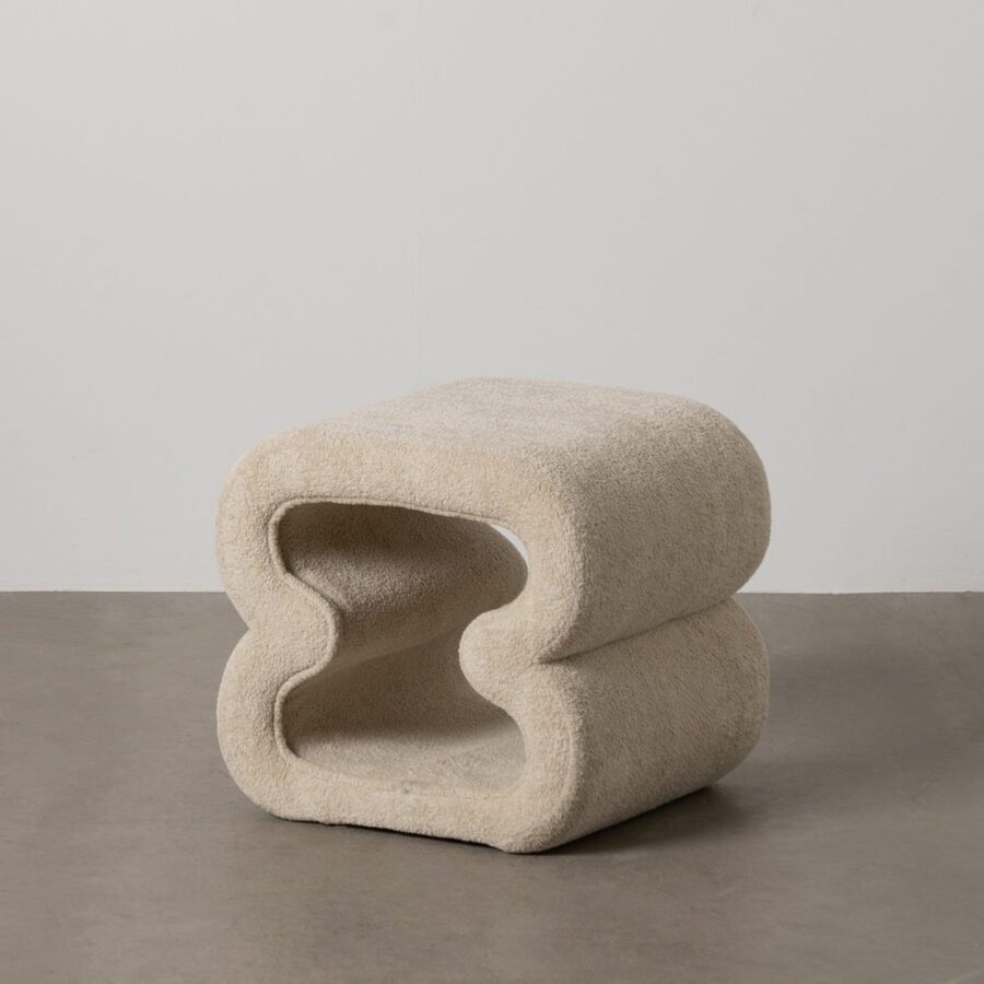 Pouf Beige Étoffe Ixia 45 cm