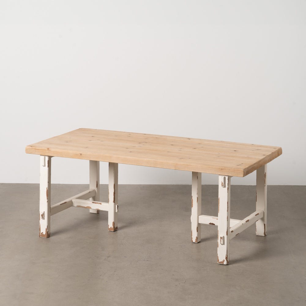 Table Basse Naturel-Blanc Sapin Ixia 120 cm