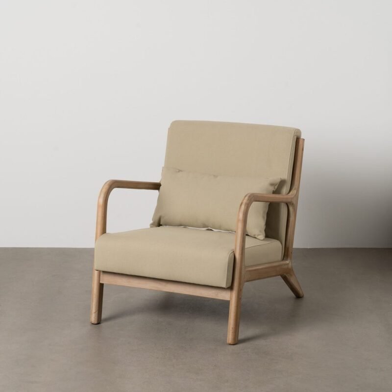 Fauteuil Naturel-Beige Tissu-Bois Ixia 66 cm