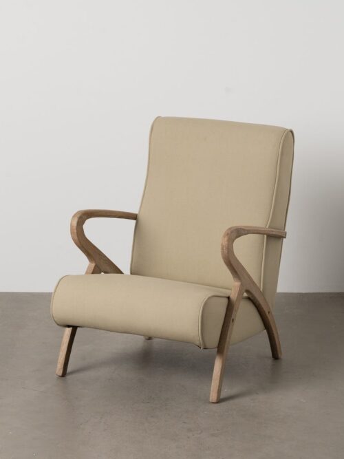 Fauteuil Naturel-Beige Tissu-Bois Ixia 57 cm