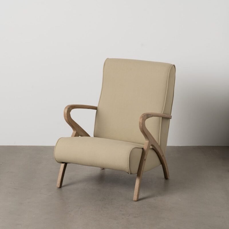 Fauteuil Naturel-Beige Tissu-Bois Ixia 57 cm