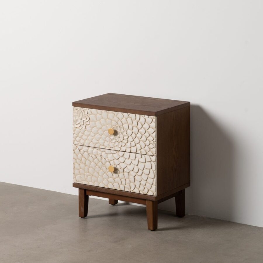 Chevet Bois de Pin Blanc Cassé et Brun Ixia 48cm