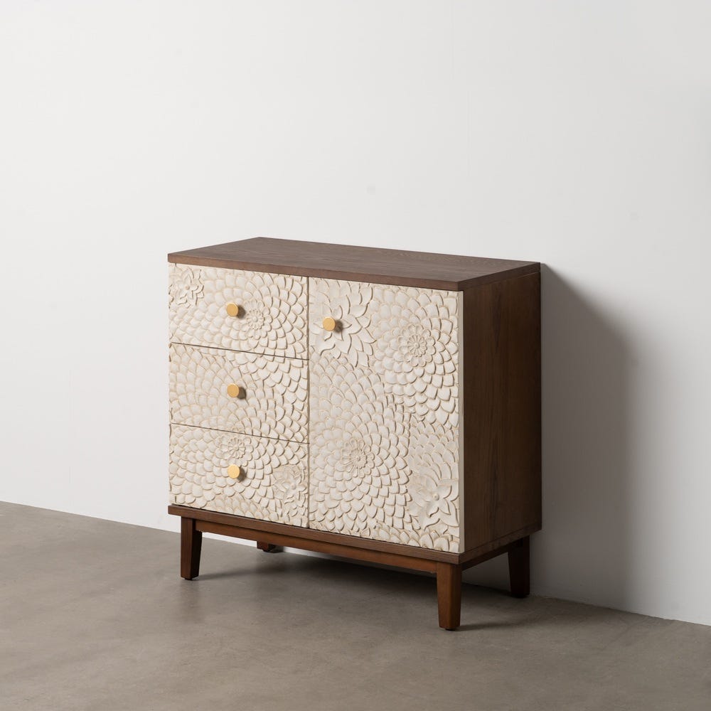Buffet Bois Blanc Cassé Brun Ixia 80cm