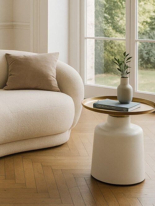Table d'Appoint Blanc-or Ixia 50cm