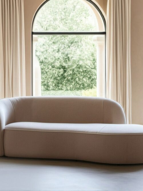 Canapé 3 Places Beige Tissu-Bois Ixia 229 cm