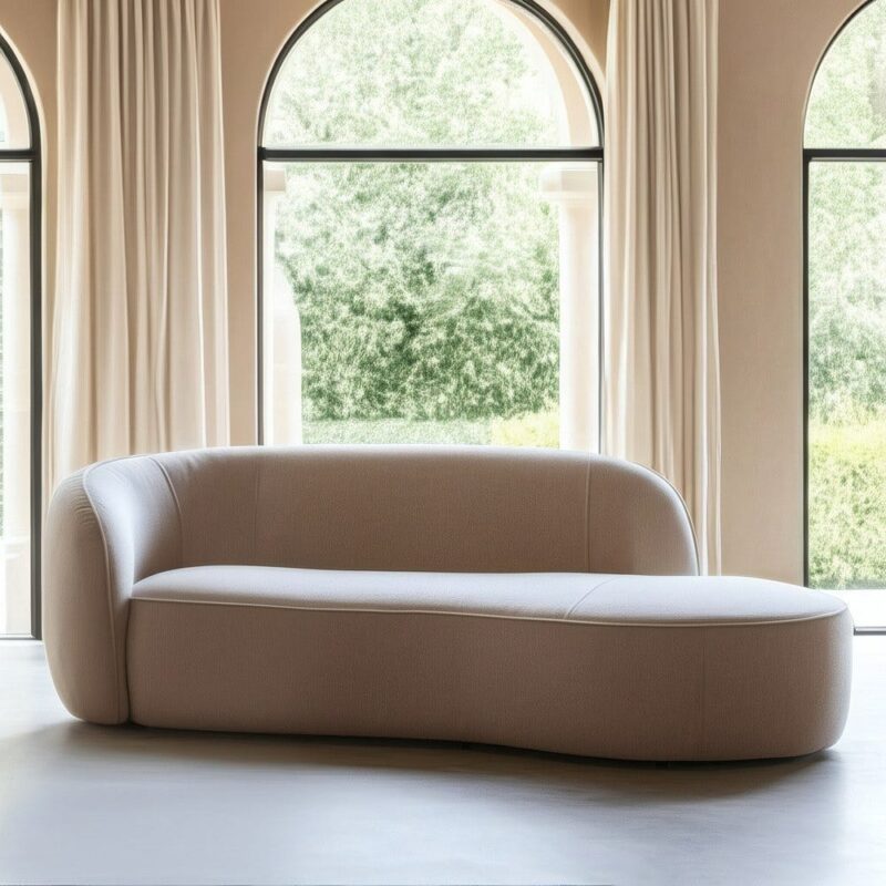 Canapé 3 Places Beige Tissu-Bois Ixia 229 cm