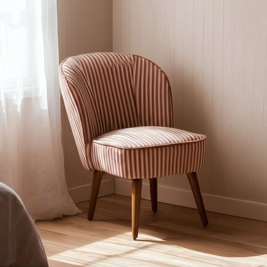 Fauteuil Rayures Terracotta Ixia 54 cm