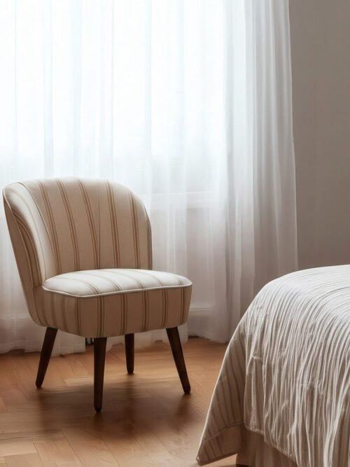 Fauteuil Rayures Miel Bois D' Hévéa Ixia