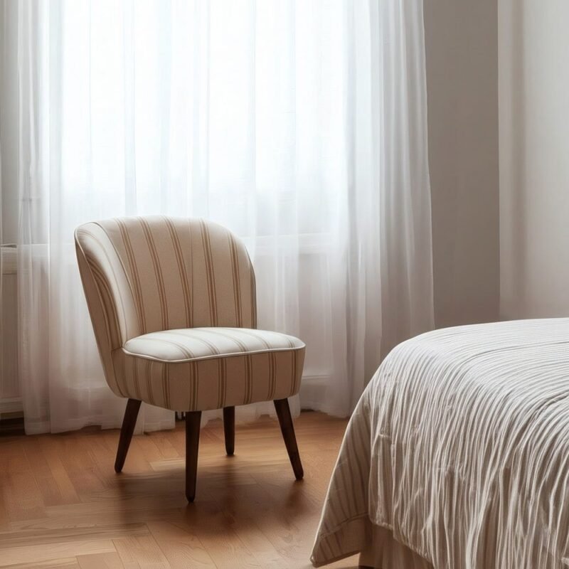 Fauteuil Rayures Miel Bois D' Hévéa Ixia
