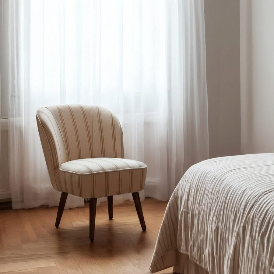 Fauteuil Rayures Miel Bois D' Hévéa Ixia