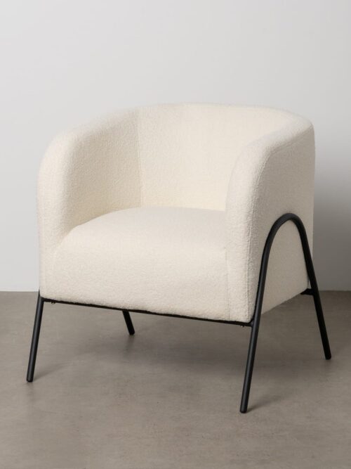 Fauteuil Blanc Tissu-Métal Ixia