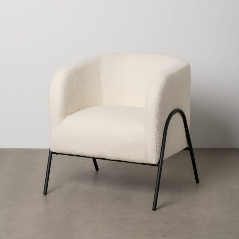 Fauteuil Blanc Tissu-Métal Ixia