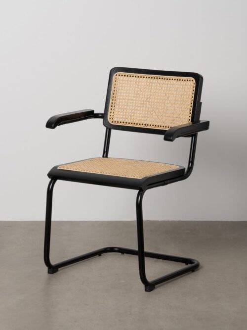 Chaise Noir-Naturel Bois-Rotin Ixia 61 cm