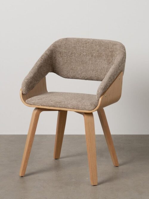 Chaise Beige-Brun Tissu-Bois Ixia 51 cm