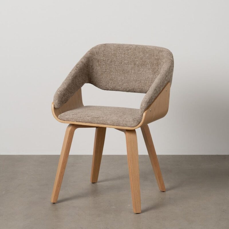 Chaise Beige-Brun Tissu-Bois Ixia 51 cm