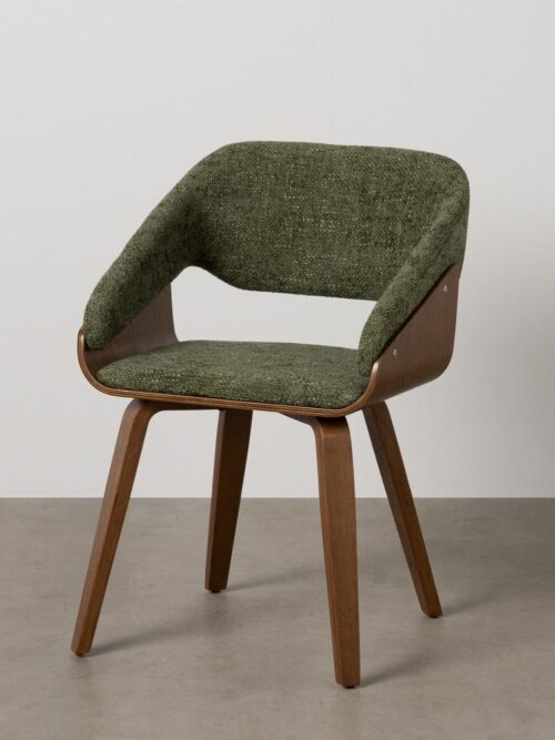 Chaise Vert-Marron Tissu-Bois Ixia