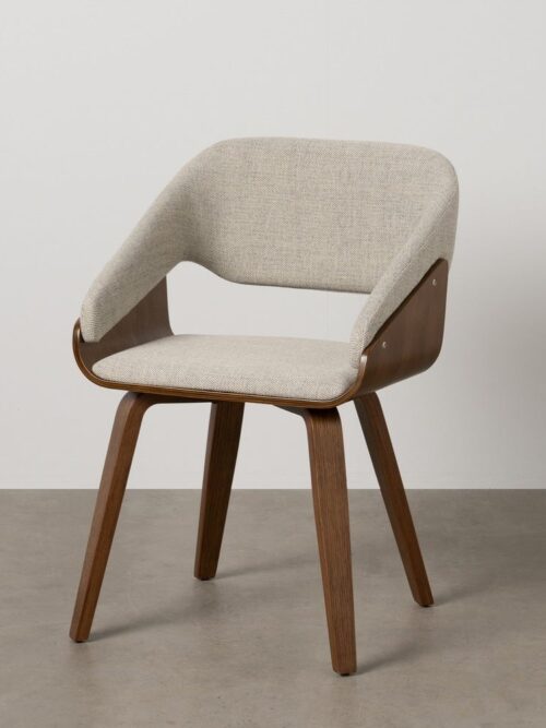 Chaise Gris-Marron Tissu-Bois Ixia