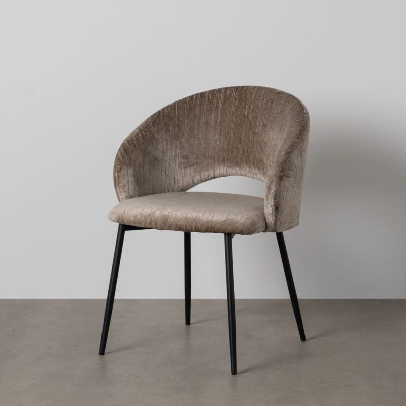 Chaise Taupe Tissu-Métal Ixia 58 cm