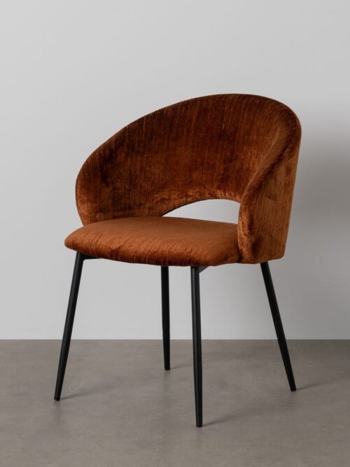 Chaise Marron Tissu-Métal Ixia 58 cm