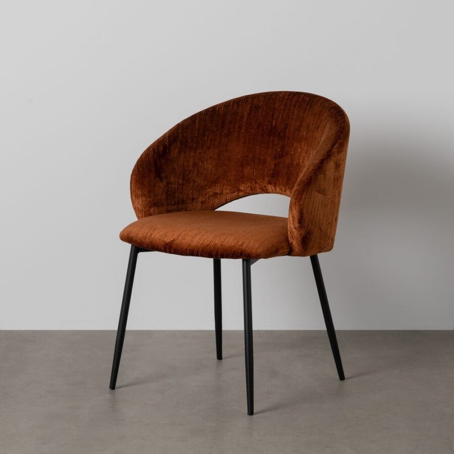 Chaise Marron Tissu-Métal Ixia 58 cm